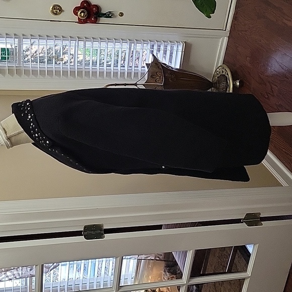 Coach black wool mohair blend coat beads pearl trim fully lined Sz 2 New… - Picture 4 of 8